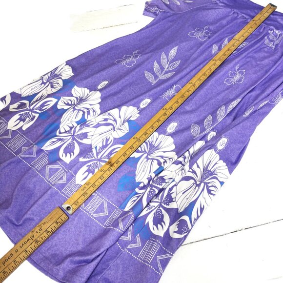 Hawaiian Style Purple Floral MuMu Dress Robe UDFORSK  XL EUC - Picture 8 of 9
